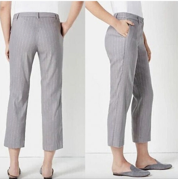 NWT Linen J. Jill Womens Stretch PantsCrop Grey Stripe - Picture 2 of 10